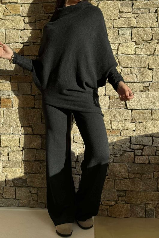 Elbury Huggle Luxury Knit Co Ord Set Black 